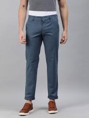 Louis Philippe Sport Men Blue Slim Fit Checked Regular Trousers