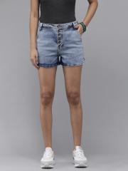 Roadster Women Blue Washed Denim Shorts