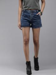 Roadster Women Blue Washed Denim Shorts