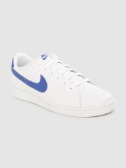 Nike Men White & Blue Brand Logo Detail Court Royale 2 Leather Sneakers