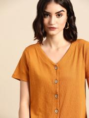 all about you Women Mustard Yellow Solid Top