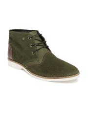 V Dot by Van Heusen Men Olive Green Suede Boots