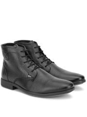 Lee Cooper Men Black Leather Flat Boots