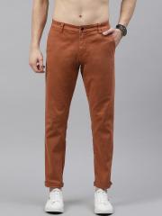 Roadster Men Brown Regular Fit Solid Chinos