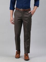 Louis Philippe Men Brown Slim Fit Self Design Formal Trousers