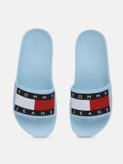 Tommy Hilfiger Women Blue Self Design Sliders