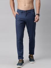 Roadster Men Navy Blue Regular Fit Solid Regular Trousers