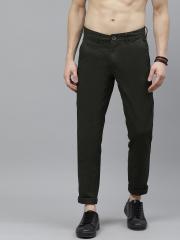 Roadster Men Olive Green Regular Fit Solid Regular Trousers