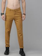 Roadster Men Brown Regular Fit Solid Chinos