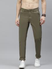 Roadster Men Olive Green Slim Fit Solid Chinos