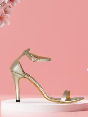 Flat n Heels Women Gold-Toned Solid Sandals