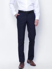 Blackberrys Men Navy Solid Formal Trousers