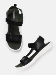 Roadster Women Black Solid Sports Sandals