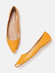 DressBerry Women Mustard Yellow Solid Ballerinas