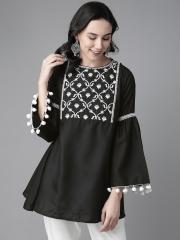 Bhama Couture Women Black & White Embroidered Tunic