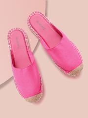 DressBerry Women Pink Solid Espadrilles Mules