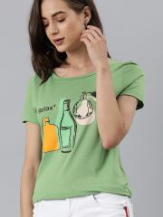 Vero Moda Women Green Printed T-shirt