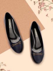 DressBerry Women Navy Blue Solid Ballerinas