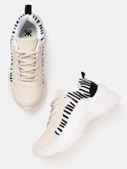 Kook N Keech Women Light Beige & Black Zebra Print Chunky Sneakers