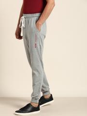 ether Men Grey Melange Solid Joggers