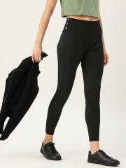 DressBerry Women Black Solid Cropped Treggings