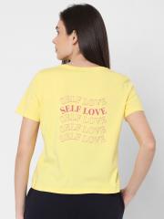 Vero Moda Women Yellow Printed T-shirt