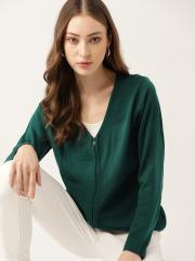 DressBerry Women Green Solid Cardigan