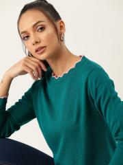 DressBerry Women Green Solid Pullover