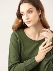 DressBerry Women Olive Green Solid Pullover