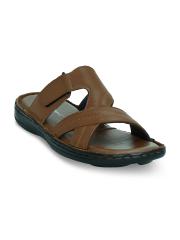 Get Glamr Men Brown Leather Comfort Sandals