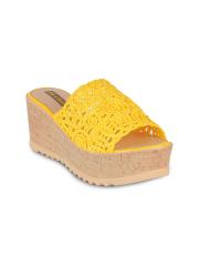 Flat n Heels Women Yellow Woven Design Sandals