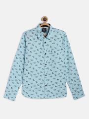 Indian Terrain Boys Blue Printed Casual Shirt