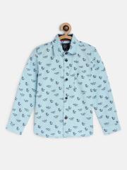 Indian Terrain Boys Blue Printed Casual Shirt