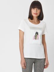 Vero Moda Women White Printed T-shirt