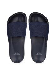 Carlton London Men Navy Blue Solid Sliders