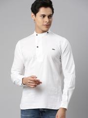 The Indian Garage Co Men White Solid Kurta