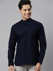 The Indian Garage Co Men Navy Blue Solid Kurta