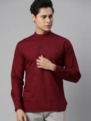 The Indian Garage Co Men Maroon Solid Kurta