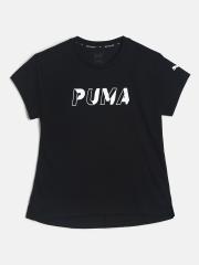 Puma Girls Black Printed Round Neck T-shirt