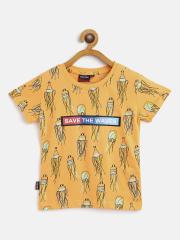 Gini and Jony Boys Orange Printed T-shirt