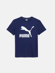 Puma Boys Navy Blue Printed Round Neck T-shirt