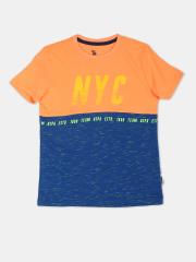 U S Polo Assn Kids Boys Orange Colourblocked T-shirt