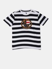 U S Polo Assn Kids Boys White Striped T-shirt