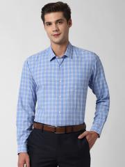 Peter England Men Blue Checked Formal Shirt