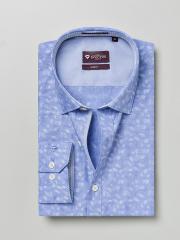 INVICTUS Blue Printed Slim Fit Formal Shirt