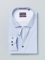 INVICTUS Blue & White Printed Slim Fit Sustainable Formal Shirt