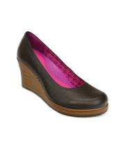 Crocs A-Leigh  Women Black Genuine Leather Wedges