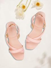 DressBerry Women Pink Solid Open Toe Flats