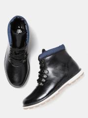 Roadster Men Black Solid Mid-Top Flat Boots