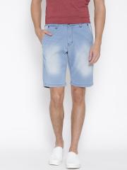 American Crew Men Blue Solid Denim Shorts